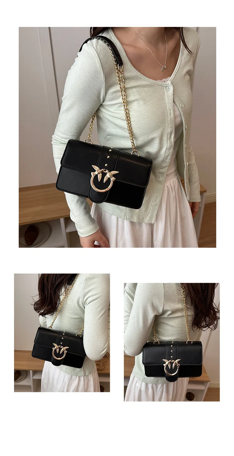 Internet Celebritynew Koreanische Umhängetasche mit Kettengurt, modische, vielseitige kleine quadratische Tasche für Damen – Detail 8