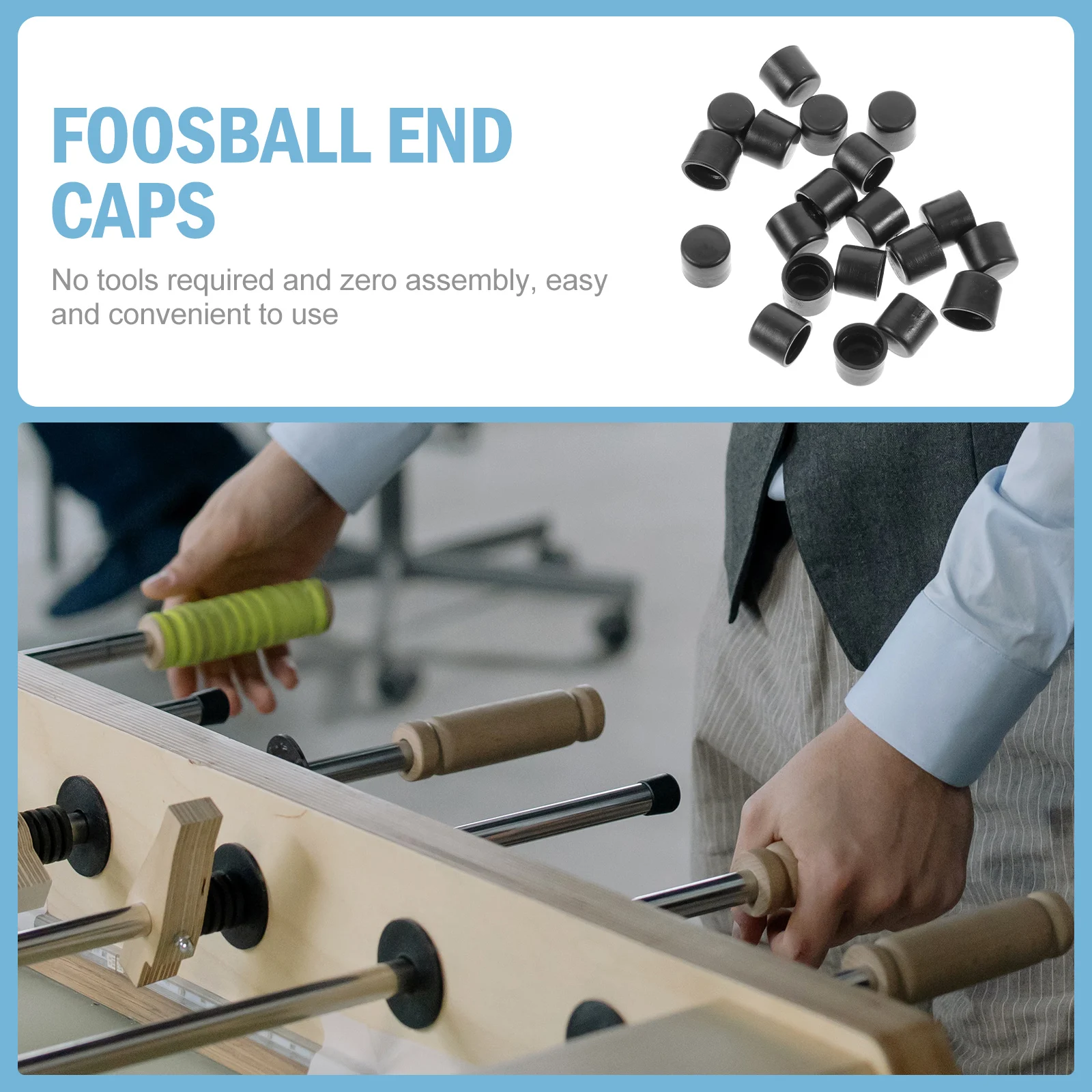 

20pcs Foosball End Caps Replacement Plastic Covers for Standard Foosball Table Rods Simple Design Easy Install for Kids