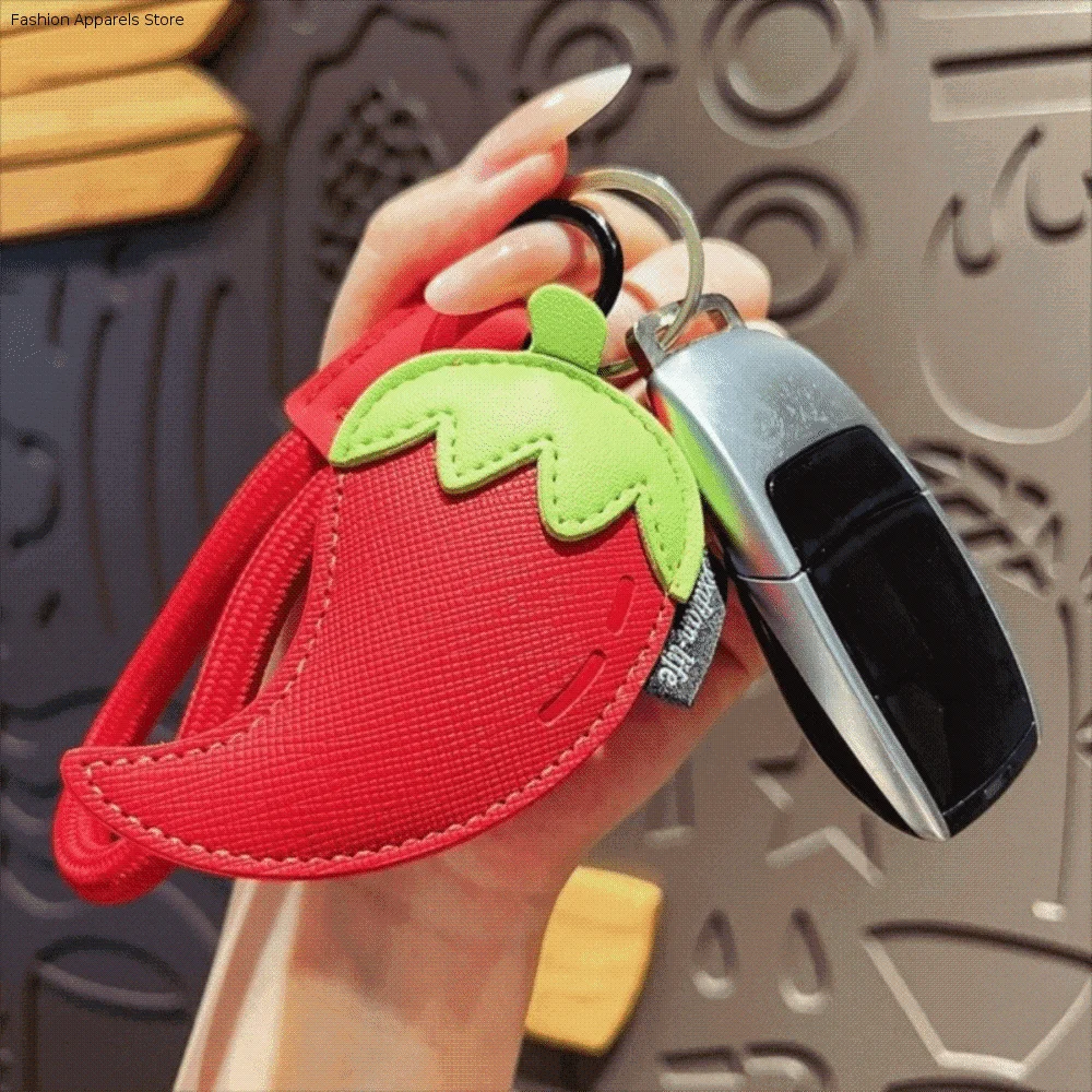 

Kawaii Cartoon Vegetable Keychain Eggplant Braided Rope PU Leather Bag Pendant Carrot Birthday Gifts Car Keyring Girl/Boy