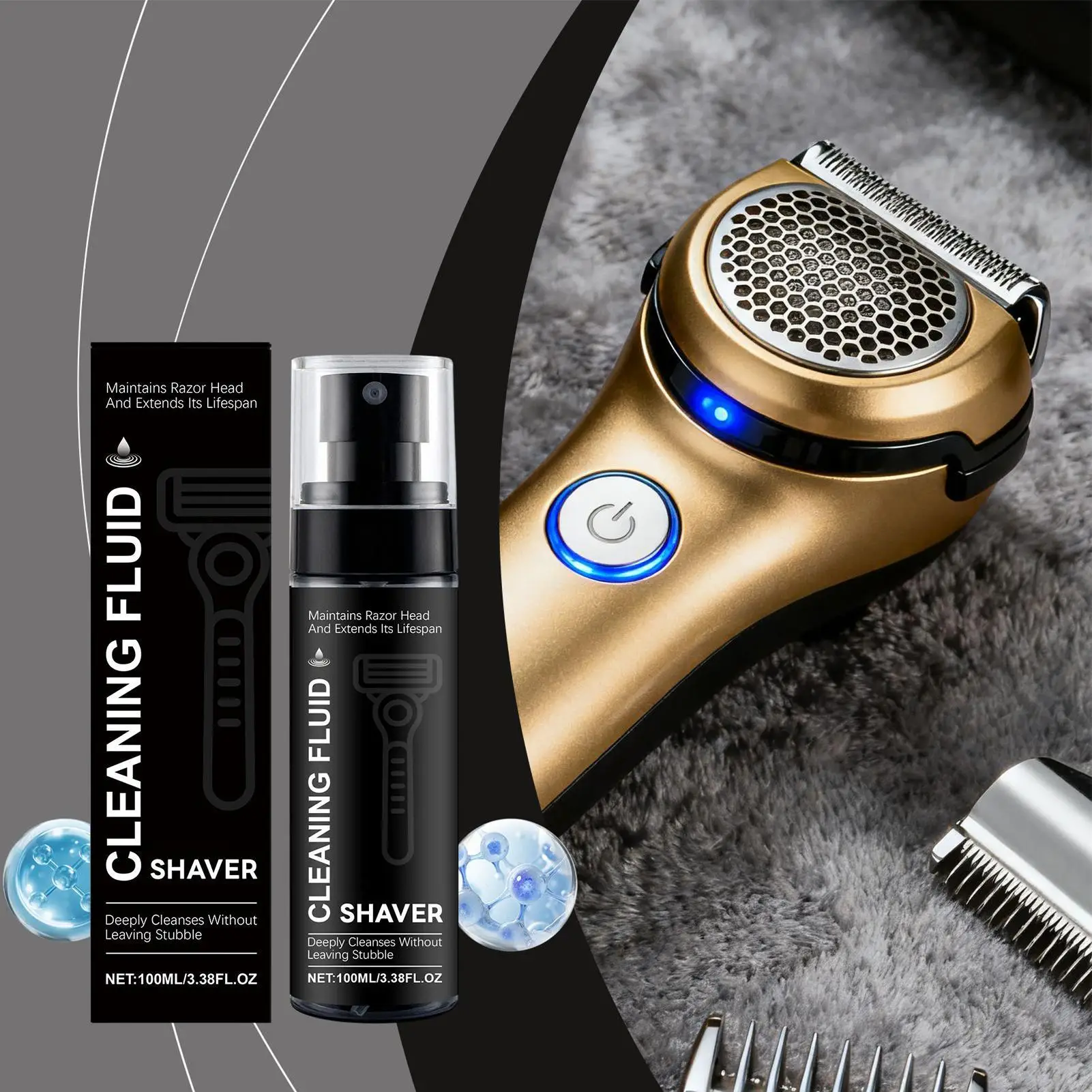 100ml Electric Razor Cleaner Stain Remover Solution Beard Trimmer Cleaner Spray for Lubricating Care Oil Shaver Maintenance