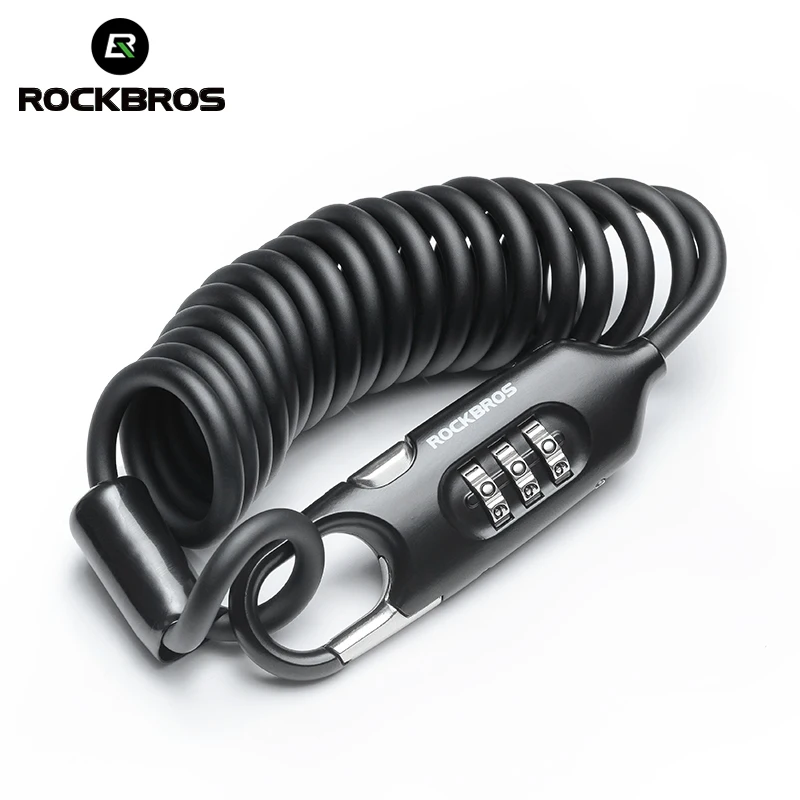 

ROCKBROS Bicycle Mini Lock 3 Digit Password Combination Lock Anti-theft Cable Lock Portable Helmet Lock Scooter Bike Accessories