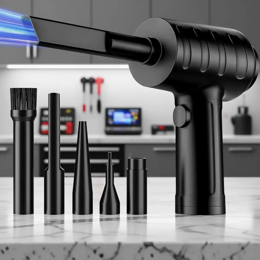 

51,000 RPM Air Duster with 3 Adjustable Gears, 5 Nozzle Attachments, USB Rechargeable for Cleaning Electronics