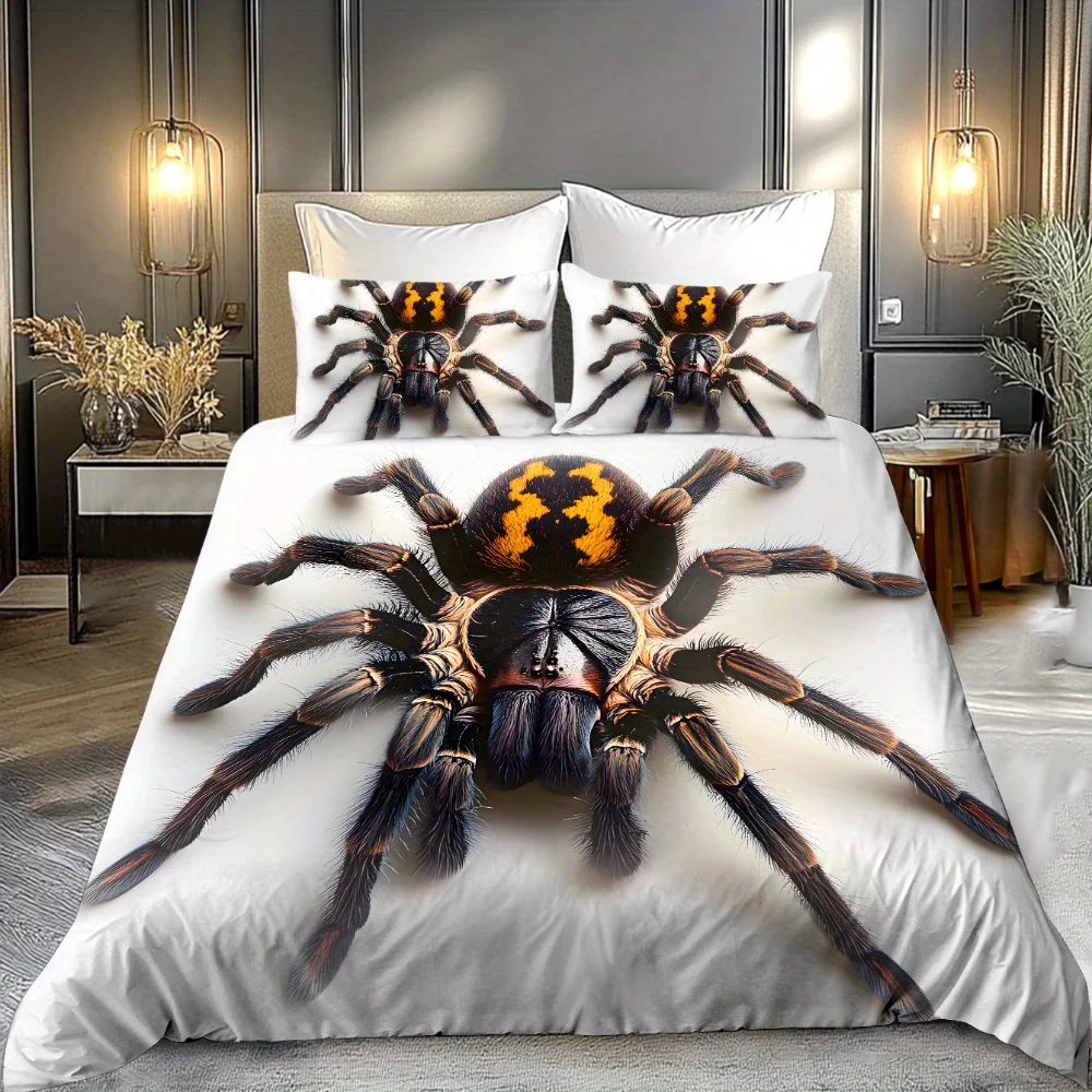 

Комплект постельного белья с цифровым принтом, пододеяльник, крутой дизайн паука, тематический узор, полный полиэстер, матовый комплект пододеяльников с цифровой печатью