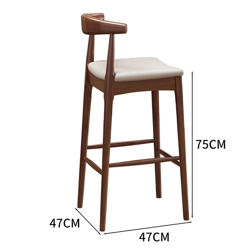 견고한 목재 일체형 바 의자 등받이, 심플한 북유럽 디자인, 천연 목재, 높은 의자, 가정용 가구