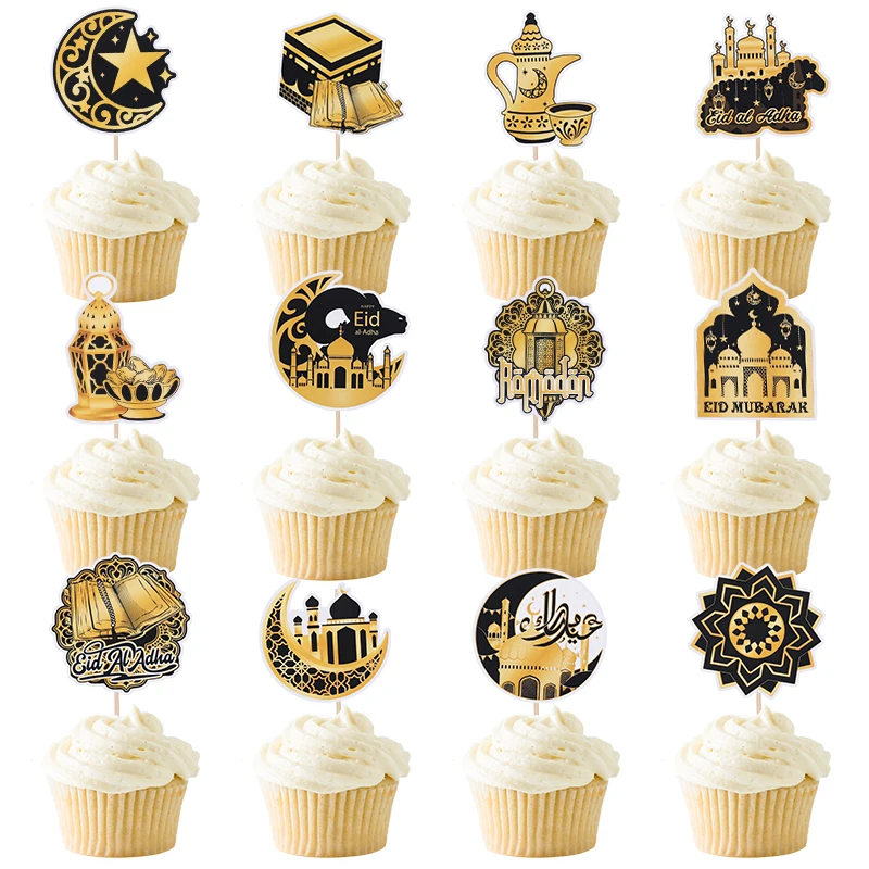 36/12 قطعة عيد مبارك قطاعات الكب كيك رمضان كريم القمر ستار مسجد كعكة الحلوى لتقوم بها بنفسك الديكور الإسلامية مسلم حفلة الخبز أداة