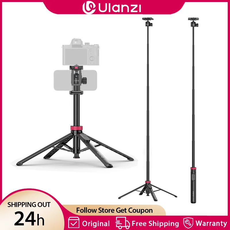 Ulanzi MT44B 1.5M 2-in-1 Selfie Stick Tripod Stand Remote Control Phone Tripod for Iphone 17 16 Android Camera DSLR Vlog Live
