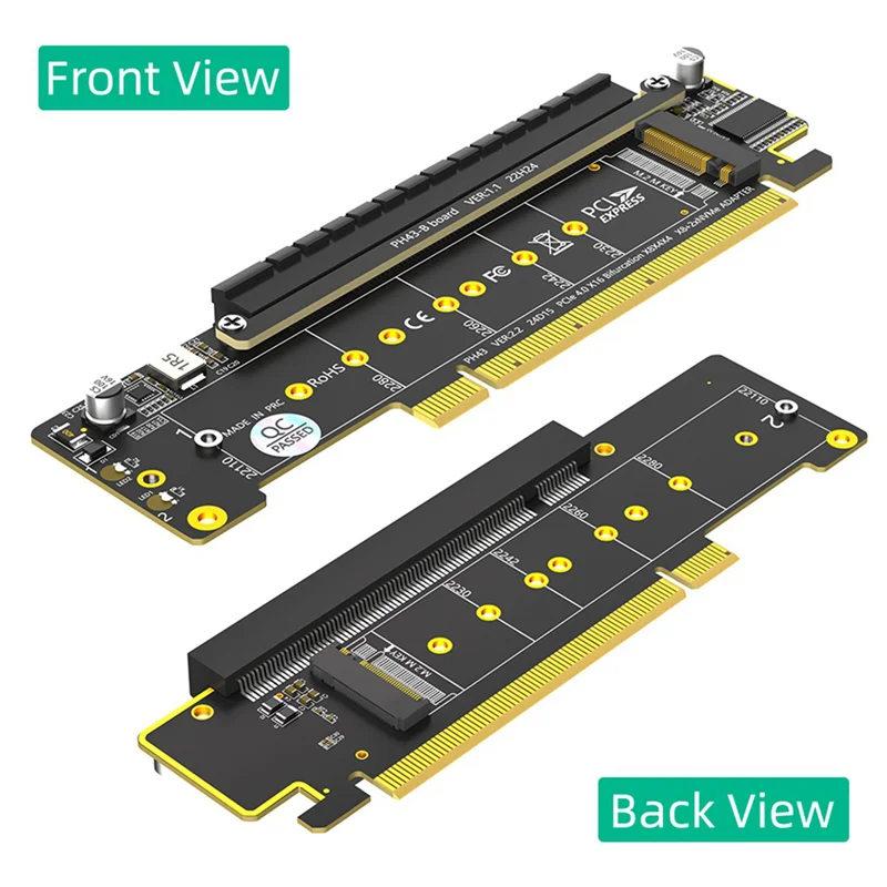 2X محول Nvme Pcie مزدوج، محول Pcie 4.0 X16 إلى Dual Nvme و1X المزيد من محول Pcie X16 (X8 Signal) لمحول M.2 Nvme SSD