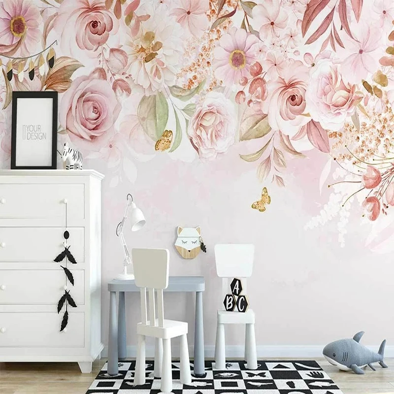 Custom Mural Wallpaper European Style 3D Rose Pastoral Romantic Flowers Indoor Background Wall Painting Bedroom Papel De Parede