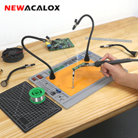 NEWACALOX Magnetic Helping Hands Soldering Station, Welding Silicone Pad, Cutting Mat, Third Hand Soldering Tool PCB Holder