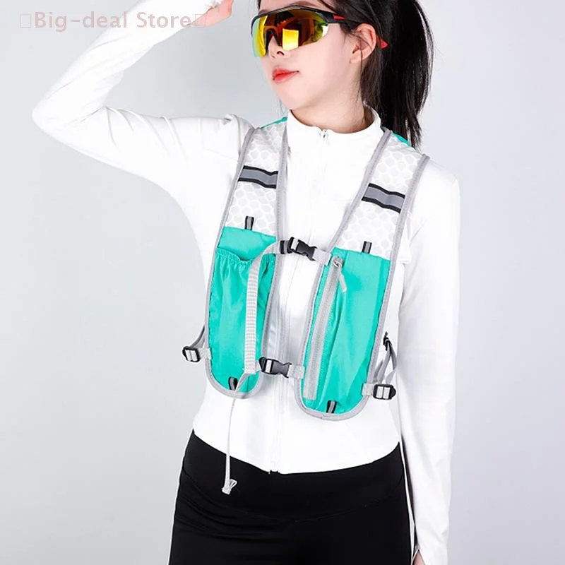 【M】For Biking Running Storage Vest Lightweight Running Vest Reflective Hydration Water Chest Pack With Phone Storage Pocket