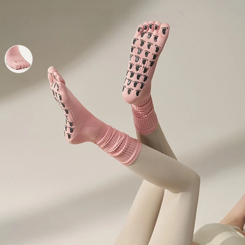 

Miosam customization 5 toes dance loose socks yoga socks high tube gymnastics Pilates socks breathable grips Sport socks women's