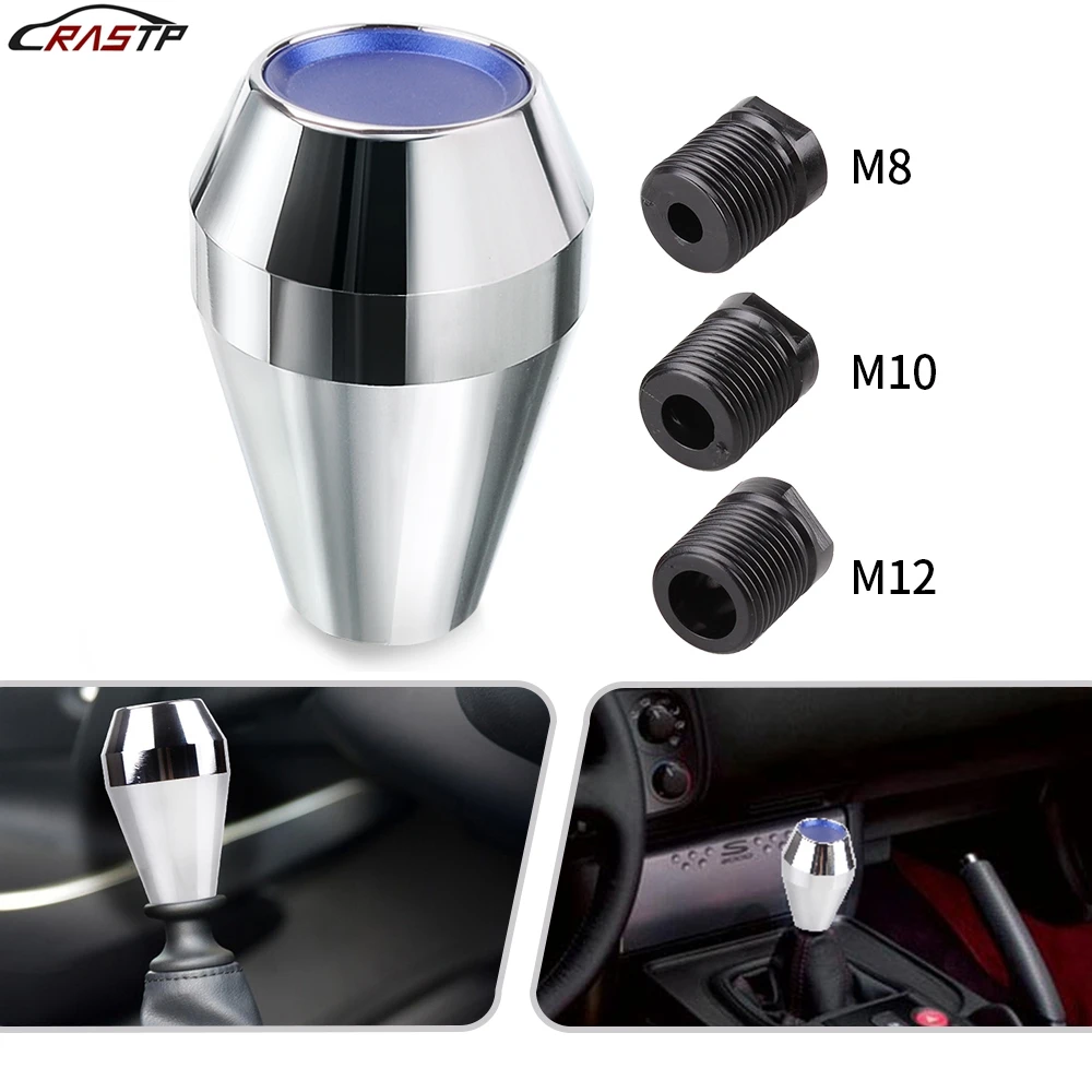 

RASTP-Universal Aluminium Alloy Silver Gear Shift Knob Diamond Shape Manual Shifter Dandle Car Accessories RS-SFN119