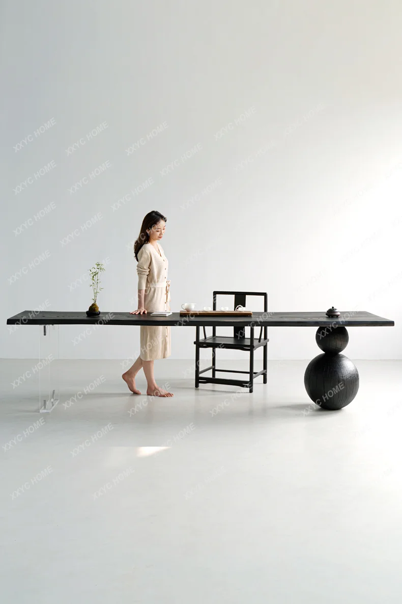 A  Wabi Wind Ash Wood Art Desk Creative Modeling Large Board Dining Table