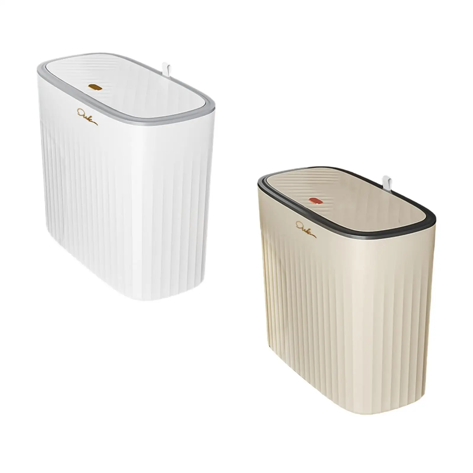 Bathroom Trash Can with Lid Rubbish Container Simple Design Slim Garbage Can for Entryway Home Living Room Office Toilet