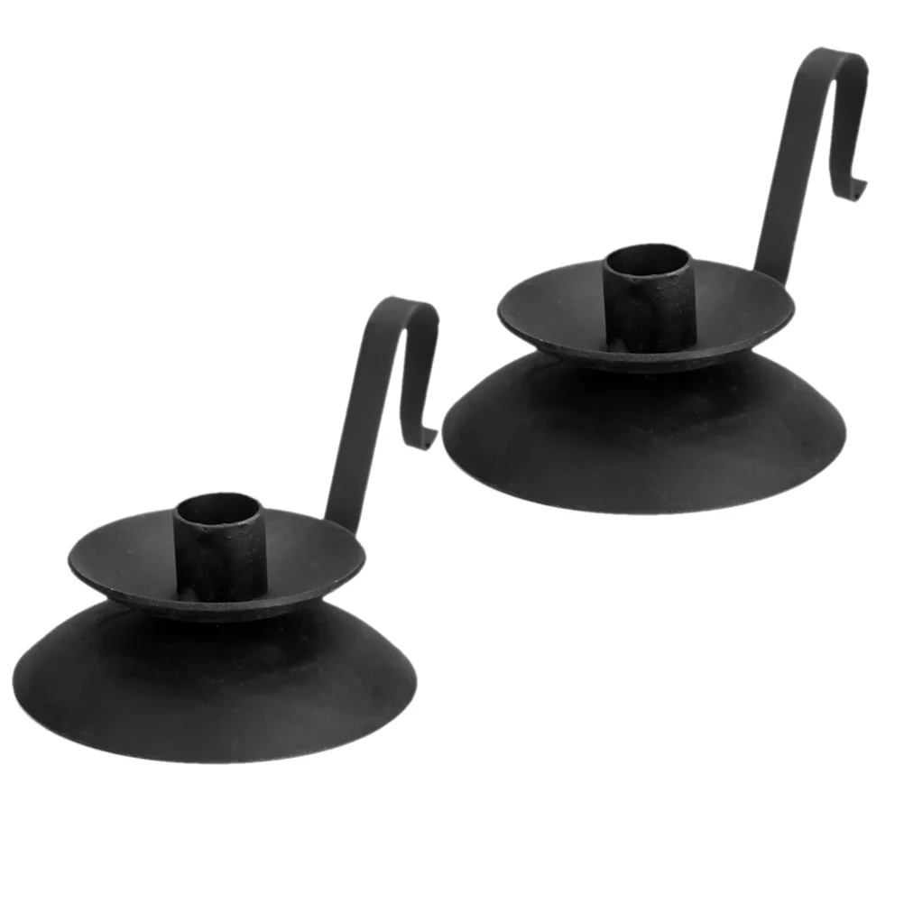 

2 Pcs Iron Candlestick Holder Handheld Metal Retro Black Stand Decorations Vintage Dining Table Candleholders For Desk