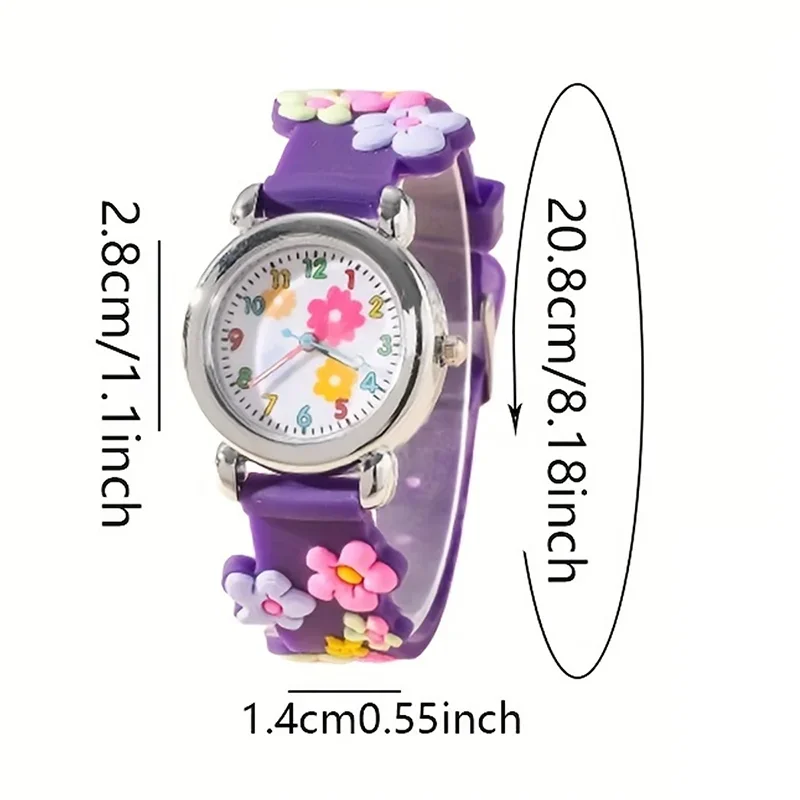 2025 New CHILDREN'S Watch Can Love 3D pattern Rainbow Flowers CHILDREN'S Quartz Watch Plastic Strap