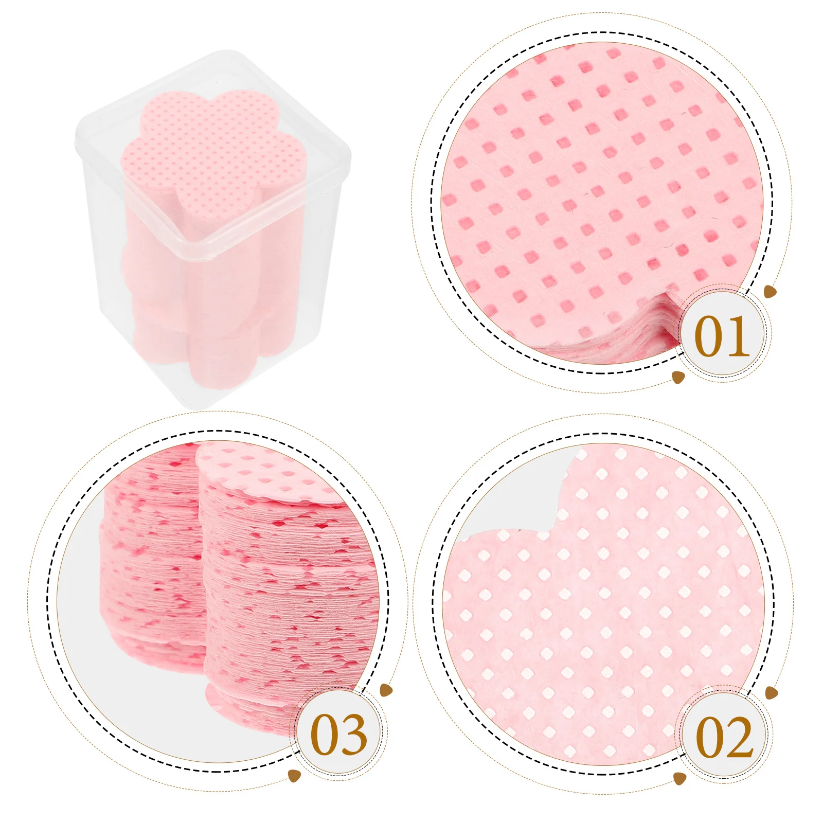 Removedor de esmalte para unhas, toalhetes sem fiapos, almofadas de algodão para unhas em gel, pó de imersão, maquiagem acrílica, tamanho de viagem, formato de coração