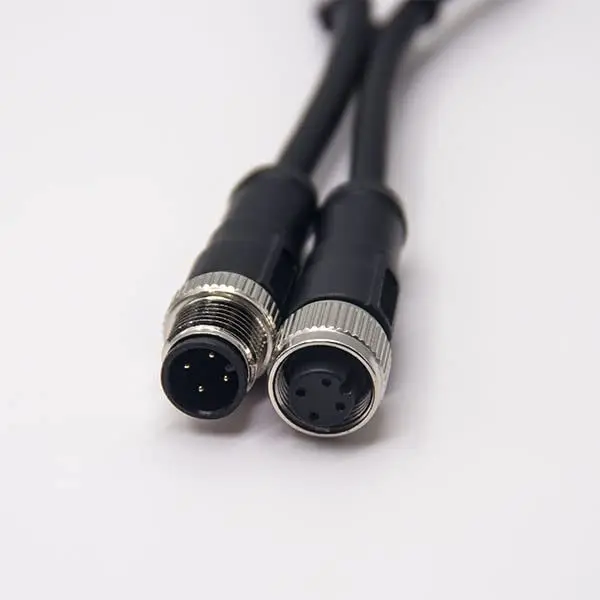 M12 Male to Female Cable 180 Degree A Code 4 Pin Cordset 1M AWG22 for Industrial Automation