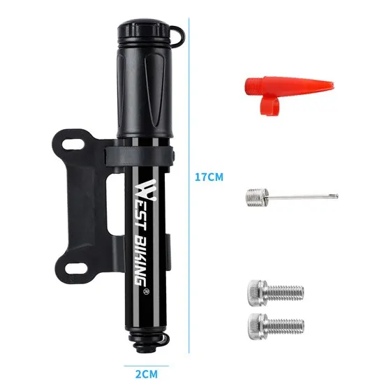 WEST BIKING 100Psi Mini Bike Pomp Aluminium Legering Fiets Hand Luchtpomp Tire Inflator Schrader Presta Klep MTB Weg Fietspomp