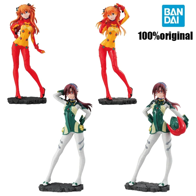 BANDAI 2024 Anime Original EVA Asuka Langley Soryu Mari Makinami Illustrious Figure 8Cm Pvc Action Figurine Model Toys Gift