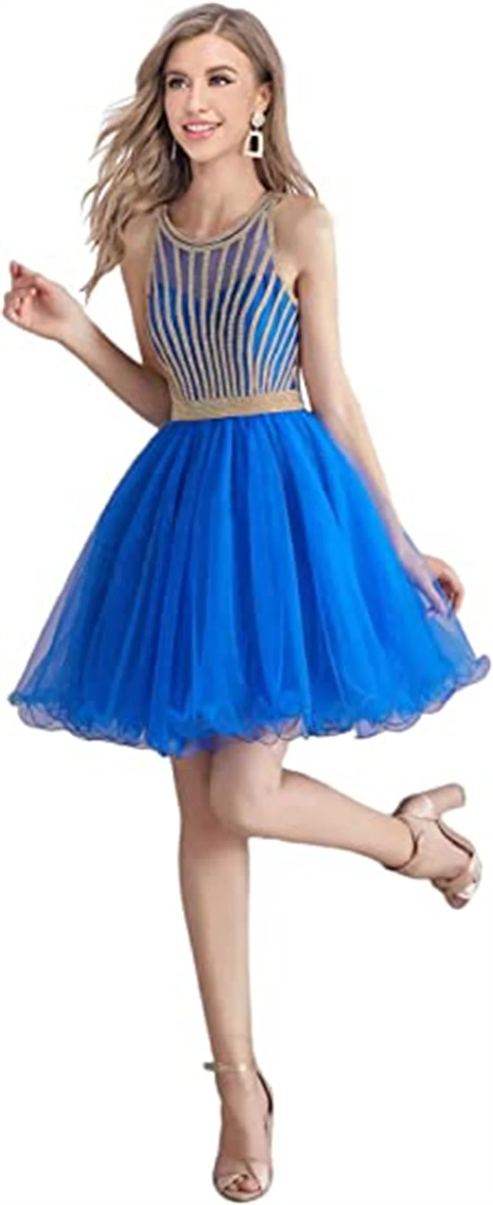 2022 New Curto Vestidos de Regresso A Casa Elegante Tulle Puffy Cristal Frisado Júnior Prom A Linha de Mangas Vestido فساتين حفلات التخرج