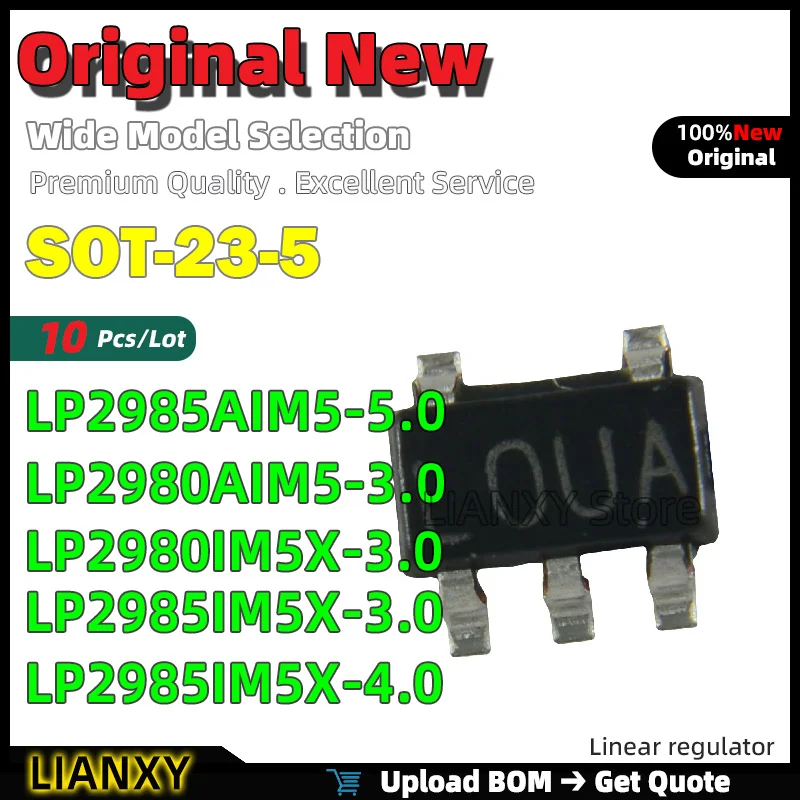 10pcs SOT-23-5 LP2985AIM5-5.0 LP2980AIM5-3.0 LP2980IM5X-3.0 LP2985IM5X-3.0 LP2985IM5X-4.0 Linear regulator New Original