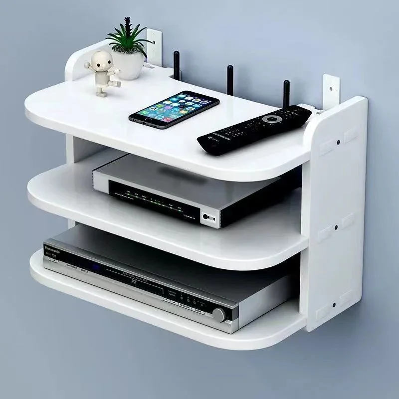 2/3 Layer 30cm Wifi Hanging Shelf Router Power Strip Multi Outlet TV Set Top Box Cable Hidden Floating Rack Storage Organizer