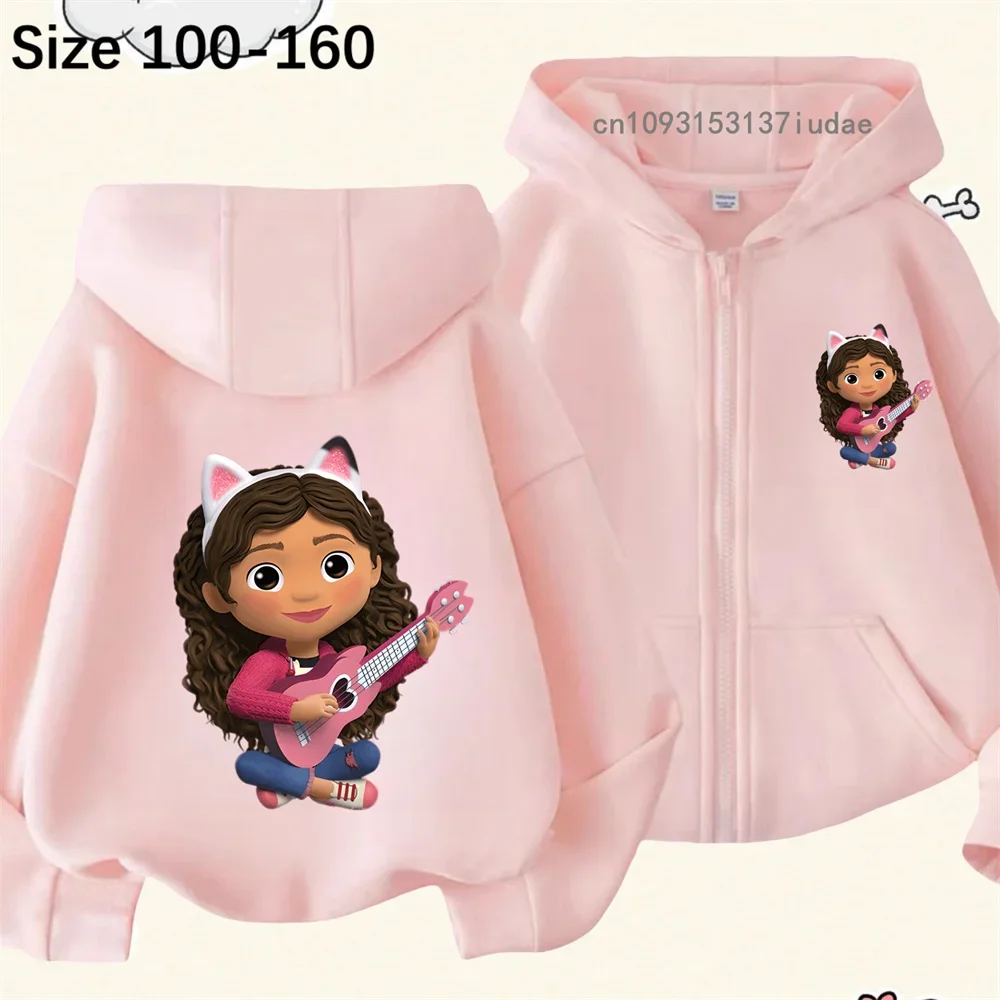 Kawaii Gabby’s Dollhouses Zipper Hoodie Girls Fashion Kids Clothes Boys Trucksuit Sweatshirt Long Sleeve Children Casual Tops