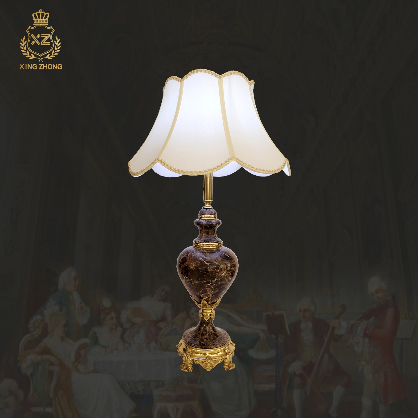 European Neo Classic Villa Living Room Decorative Brass Table Lamp Bedroom Study Mood Fabric Reading Light