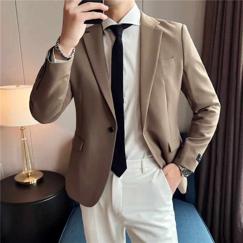 

Autumn New British Style Business Casual Suit Jacket Mens Fashion High Sense Face Slim Fit Blazers Wedding Party Tuxedo Blazer