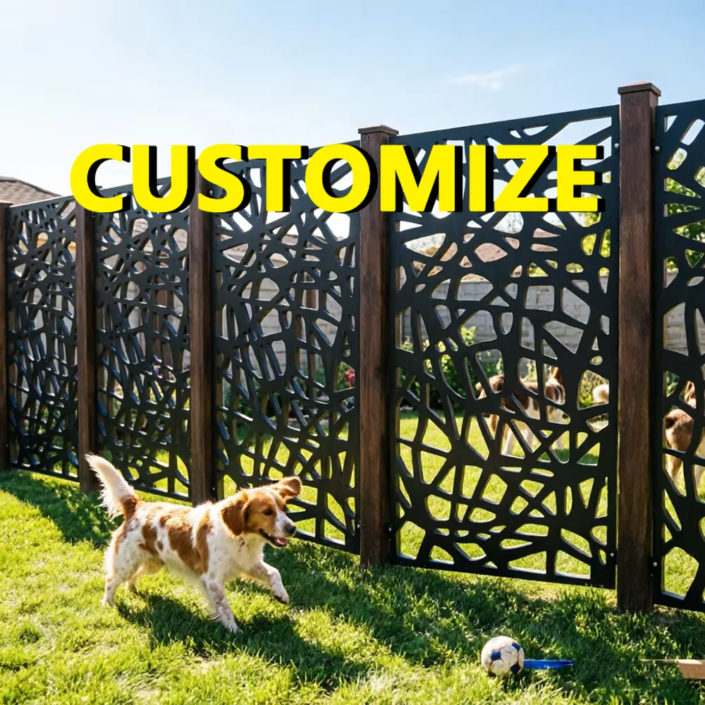 

Any Size Custom Artistic Metal Privacy Fence Laser Cut Panel Aluminum Steel Garden Patio Balcony Outdoor Durable Weatherproof He