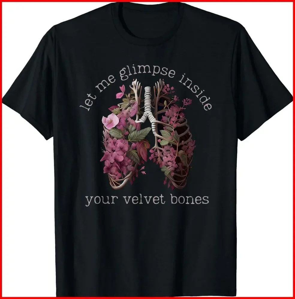 Let Me Glimpse Inside Your Velvet Bones Lung Wildflower Black Cotton Shirt S-5XLHigh Quality 100%Cotton Short Sleeve