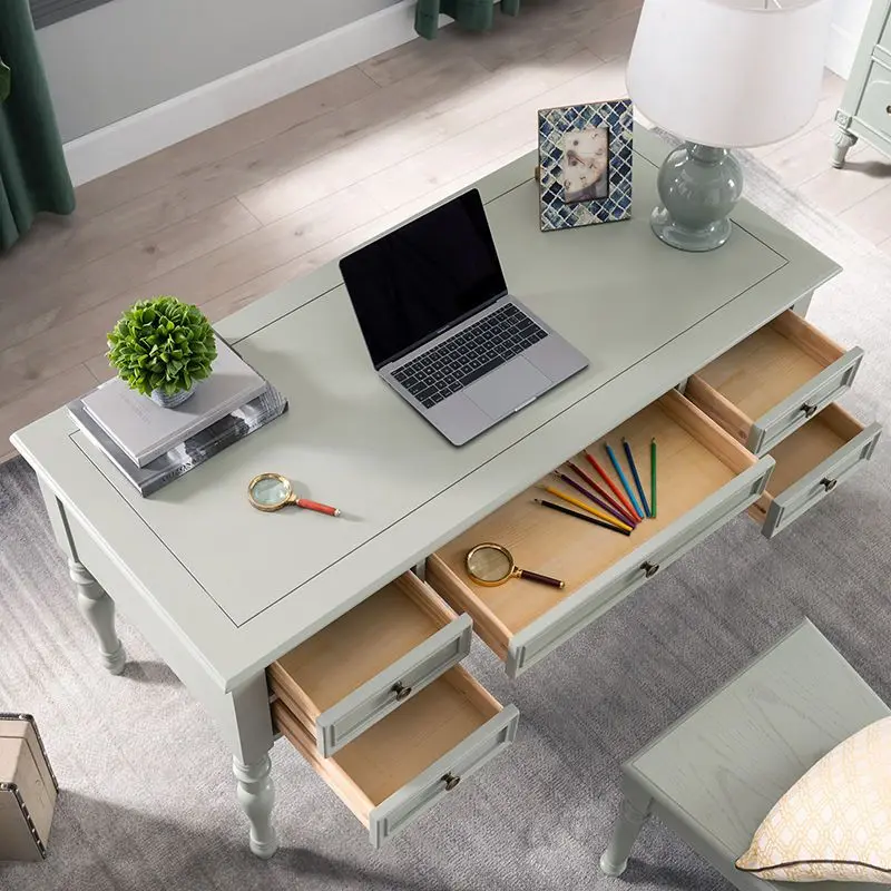 American light luxury desk, study solid wood writing desk, office simple computer table and chair combination