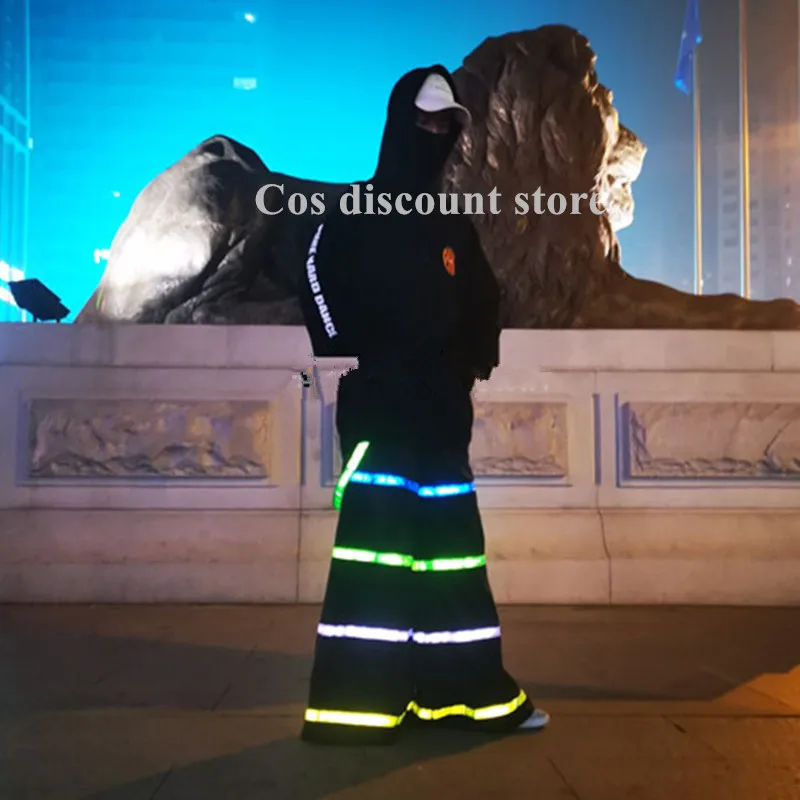 Stock Ghost Dance Shuffle Pants Four-color Luminous Death Pants Bell-bottoms Straight-leg Phat Pants Reflective Dance Trousers