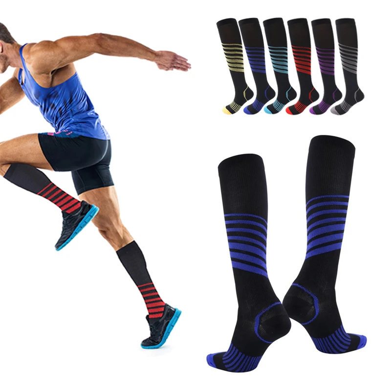Men Running Compression Socks Stockings 20-30mmhg Sports Socks for Marathon Cycling Football Breathable Adult Sports Socks