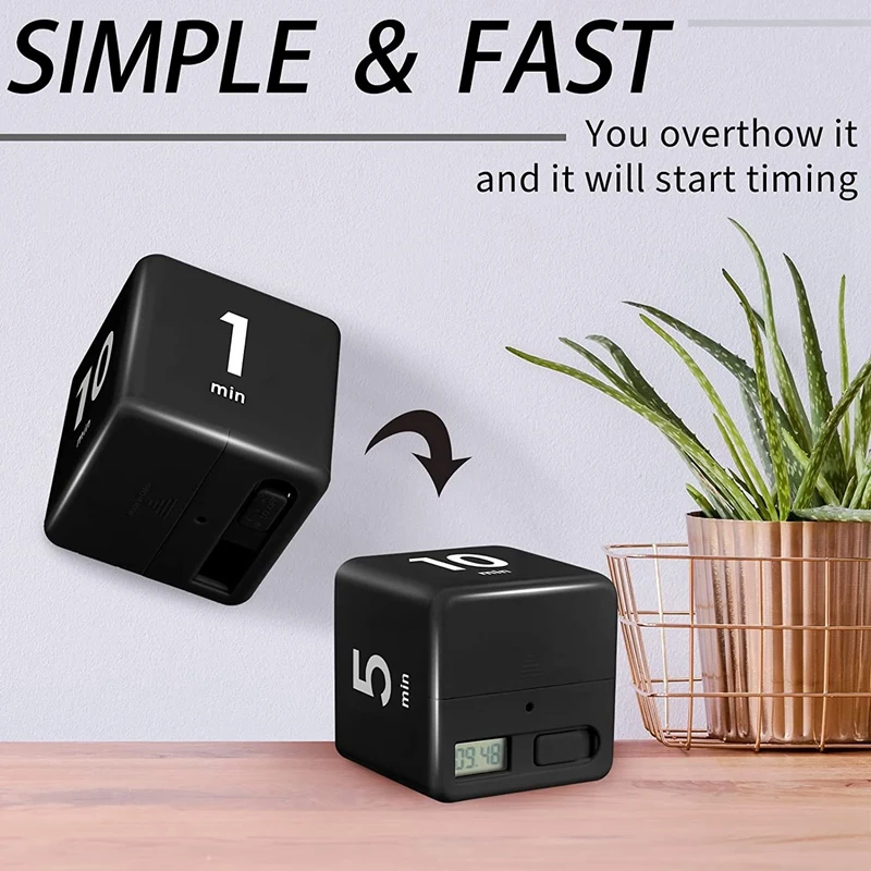 Minuterie cubique pour la gestion du temps et le compte à rebours, capteur de gravité, minuterie de cuisine rabattable, 1, 3, 5, 10,15, 20, 30, 60 apprentissage, nouveau, 2 pièces