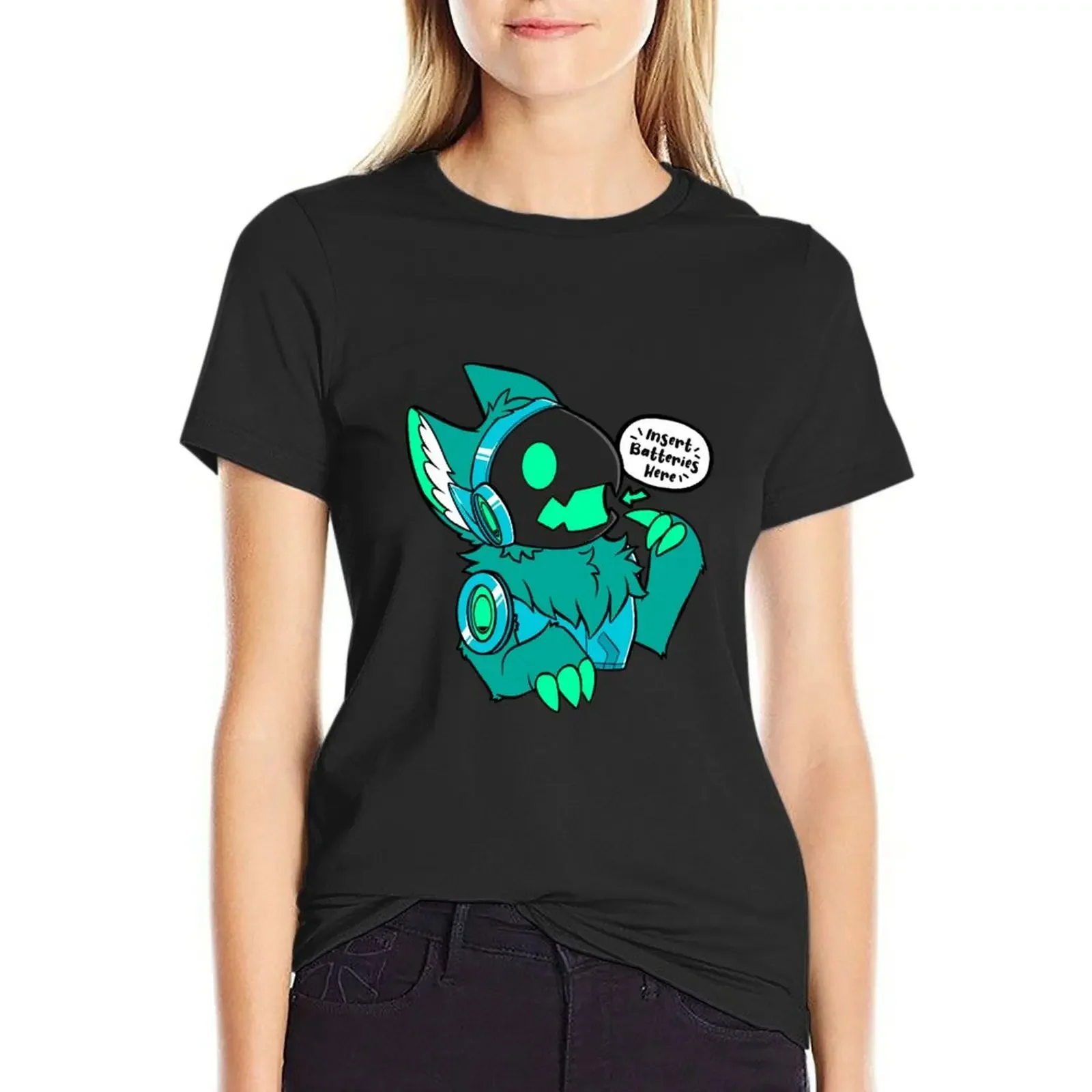 

Protogen - Insert Batteries Here - Green T-shirt summer top plus size tops cute tops white t-shirts for Women