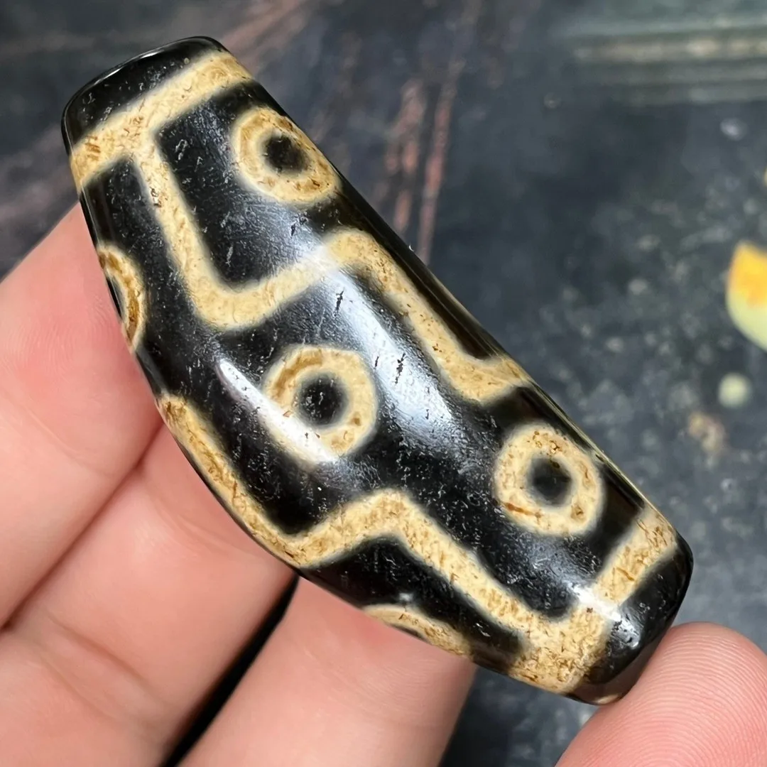 Уникальный тибетский старый агат DZi, 9 глаз, роговая бусина, кулон 52 мм Z1026