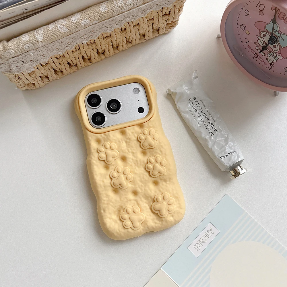 Niedliche 3D Cartoon Katzenpfoten-Brot-Handyhülle für iPhone 17 16 15 14 13 12 Pro Max Stoßfeste Weiche Silikon-Rückabdeckung Capas – Detail 3