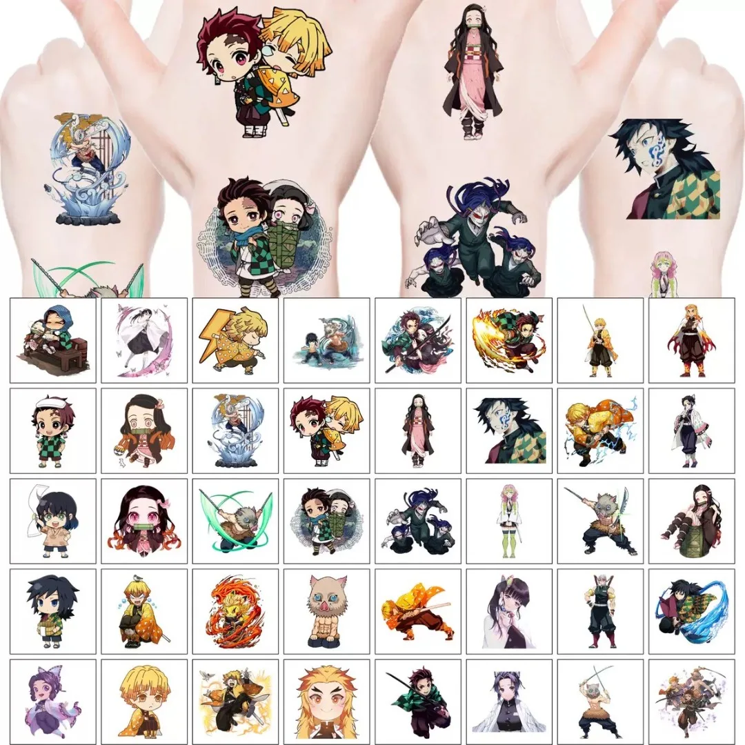 20pcs New Kawaii DemonSlayer Anime Tattoo Stickers - DIY Decals for Birthday Party Decor Perfect as Cartoon Children's Toy Gifts