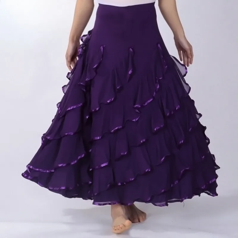 Swinging Skirt Modern Ballroom Dance Skirt Stage Performance Competition Uniform