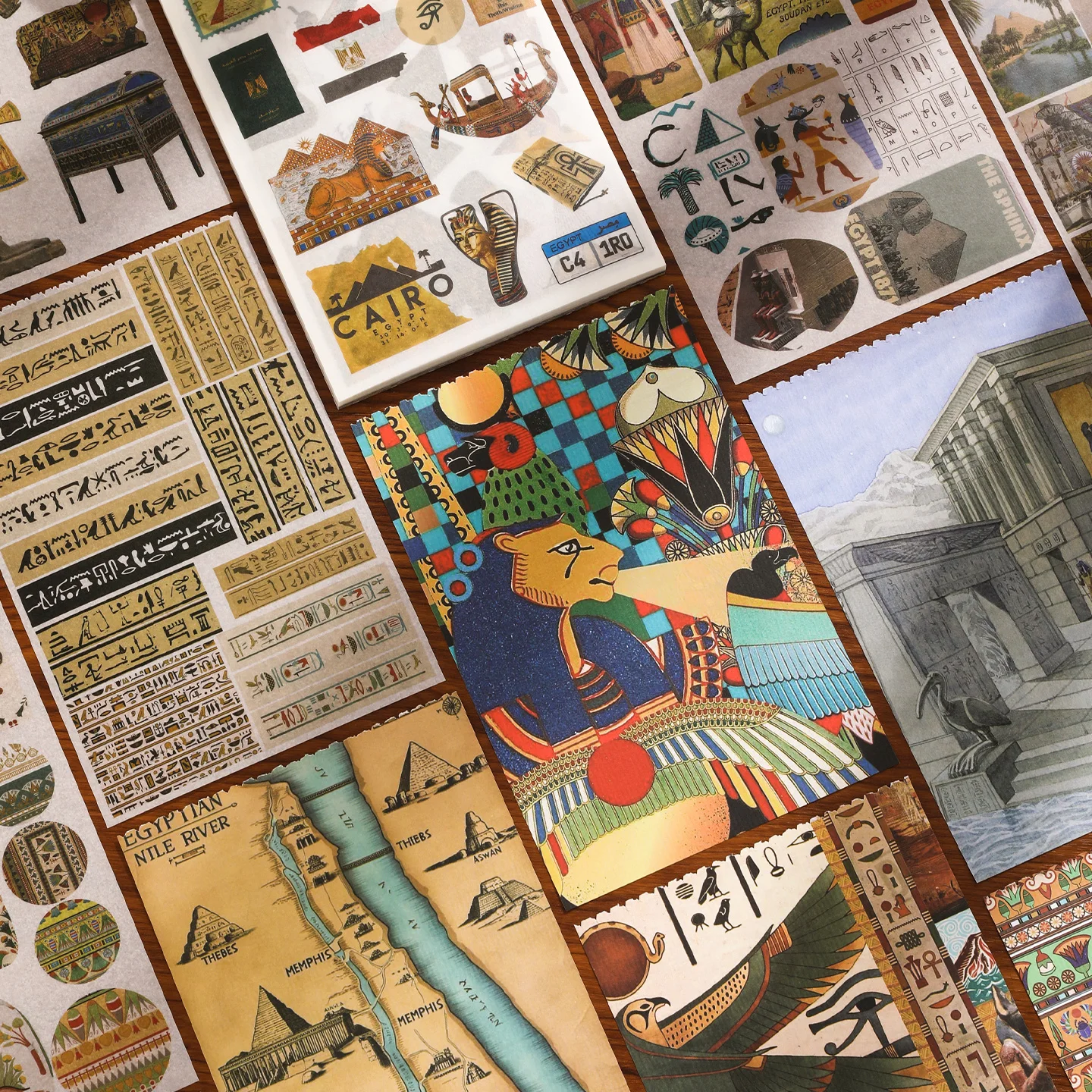 JIANQI 50 pcs Ancient Egypt Stickers book PET Die cut Decorative handmade Scrapbooking Material Diary Album Craft Supplies