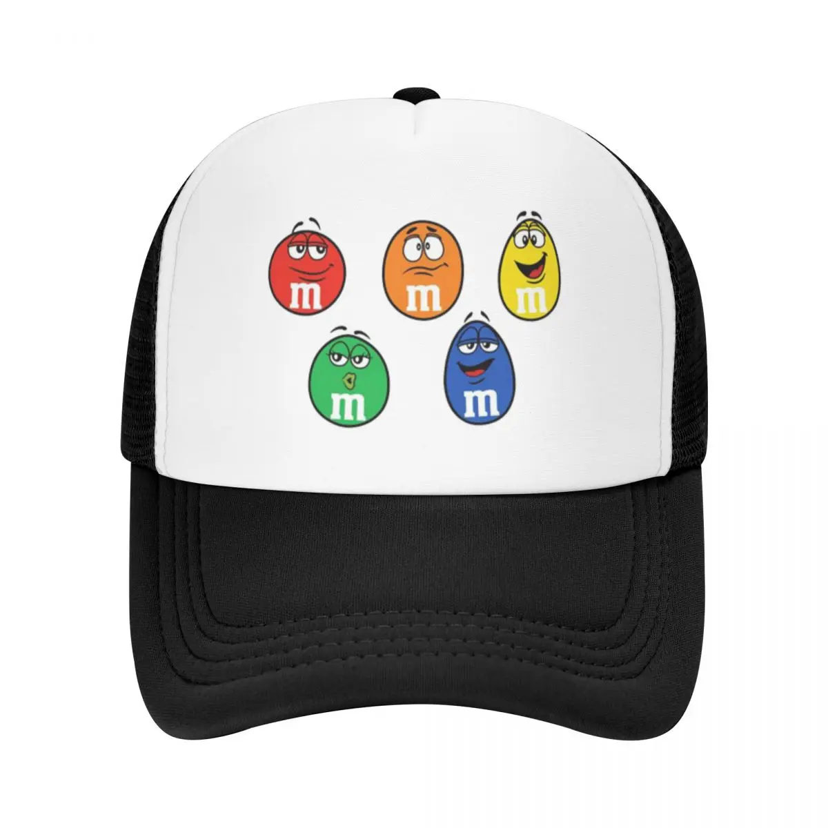 Emotion M&M's Chocolate Candy Cartoon Stylish Mesh Baseball Cap For Women Personalized Casquette 2024 New Sunscreen Hat