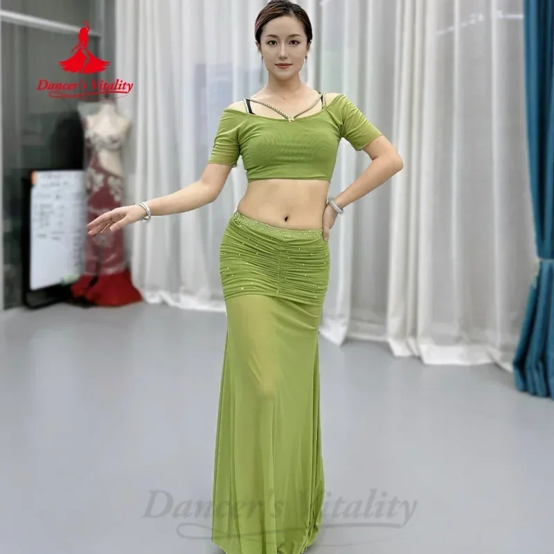 BellyDance Costume Customization Comfortable Short Sleeve Top+Sexy Long Skirt 2pcs Oriental Dance Professional Practice Clothes