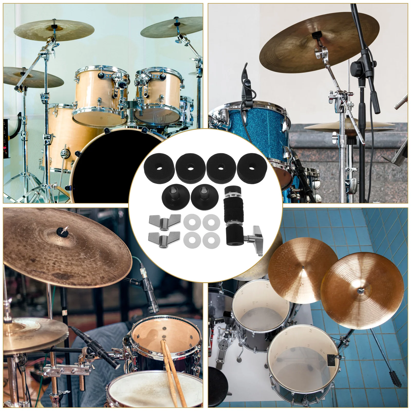 

Cymbal Accessories Kit Drum Supplies Replace Noise-reducing Pads Cymbals Plastic Quick Release Nut