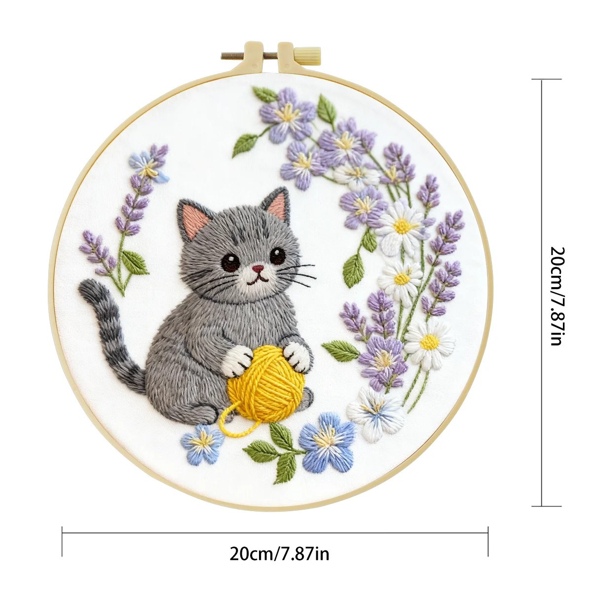 1 Stück 20X20CM/15X15CM 7,87/6,3 Zoll Katzen-Stickerei-Starter-Kit DIY-Kit DIY-Stickerei-Set Handarbeiten Malerei – Detail 5