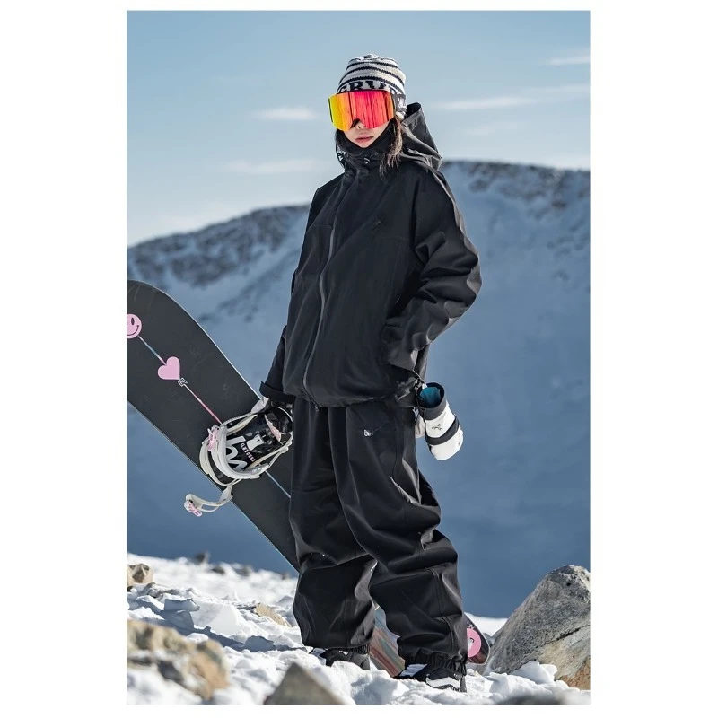 Women's couple snowboard men's American loose waterproof warm ski pants