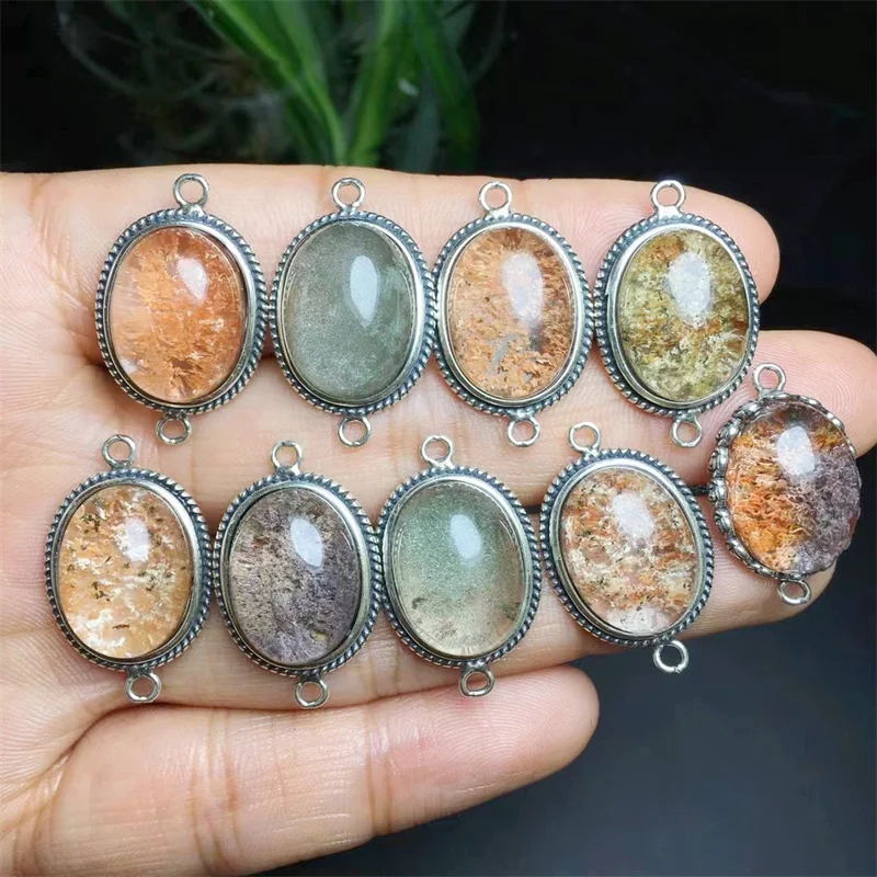 

S925 Natural Colored Garden Quartz Pendant Handmade Women Healing Gemstone Crystal For Lovers Girlfriend 1PCS