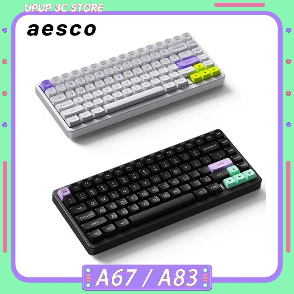 

Aesco A67 A83 Индуктивный переключатель Механическая клавиатура Двухрежимная 4000 Гц 0,013RT Беспроводная игровая клавиатура Пользовательские аксессуары для ПК геймеров