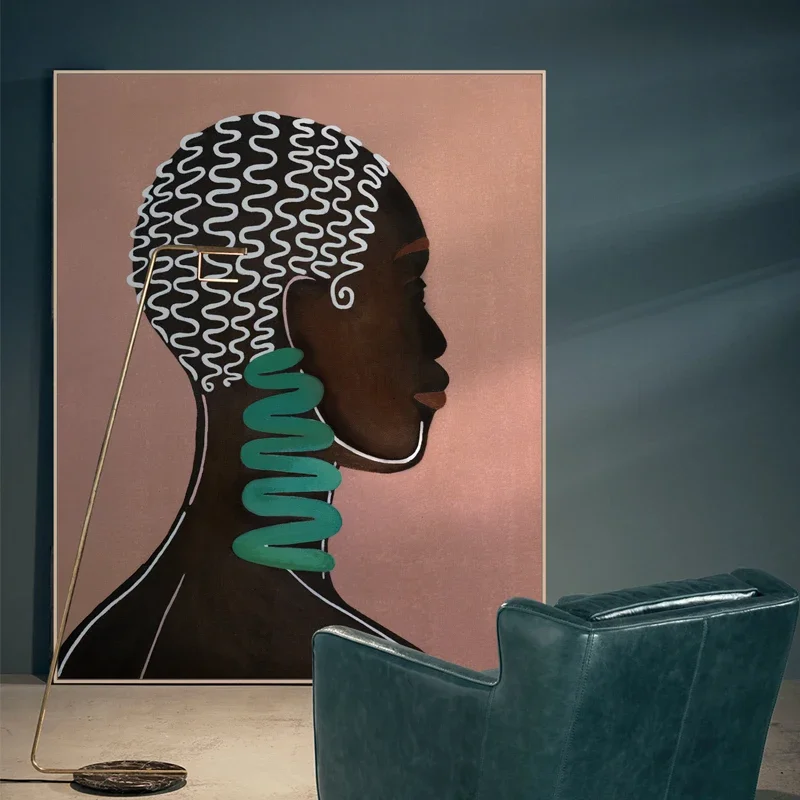 Modern Vogue Black Woman Wall Art Canvas Painting And Prints Abstract Poster Fashion PicturesFor Livingroom Bedroom Home Decor